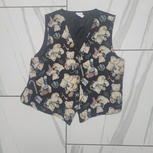 Vintage black & white teddy bear vest